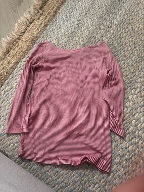 Brandy Melville Pink and White Striped Long Sleeve Top